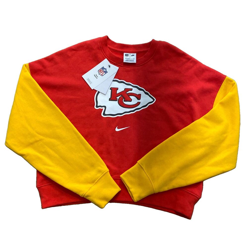Kansas City Chiefs Nike Women's Oversized Red Club Fleece Crew Sweatshirt Size L